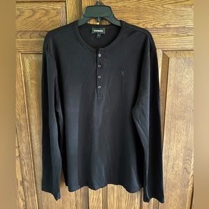 Express Long Sleeve Henley Shirt - Black - Men’s Large (59)